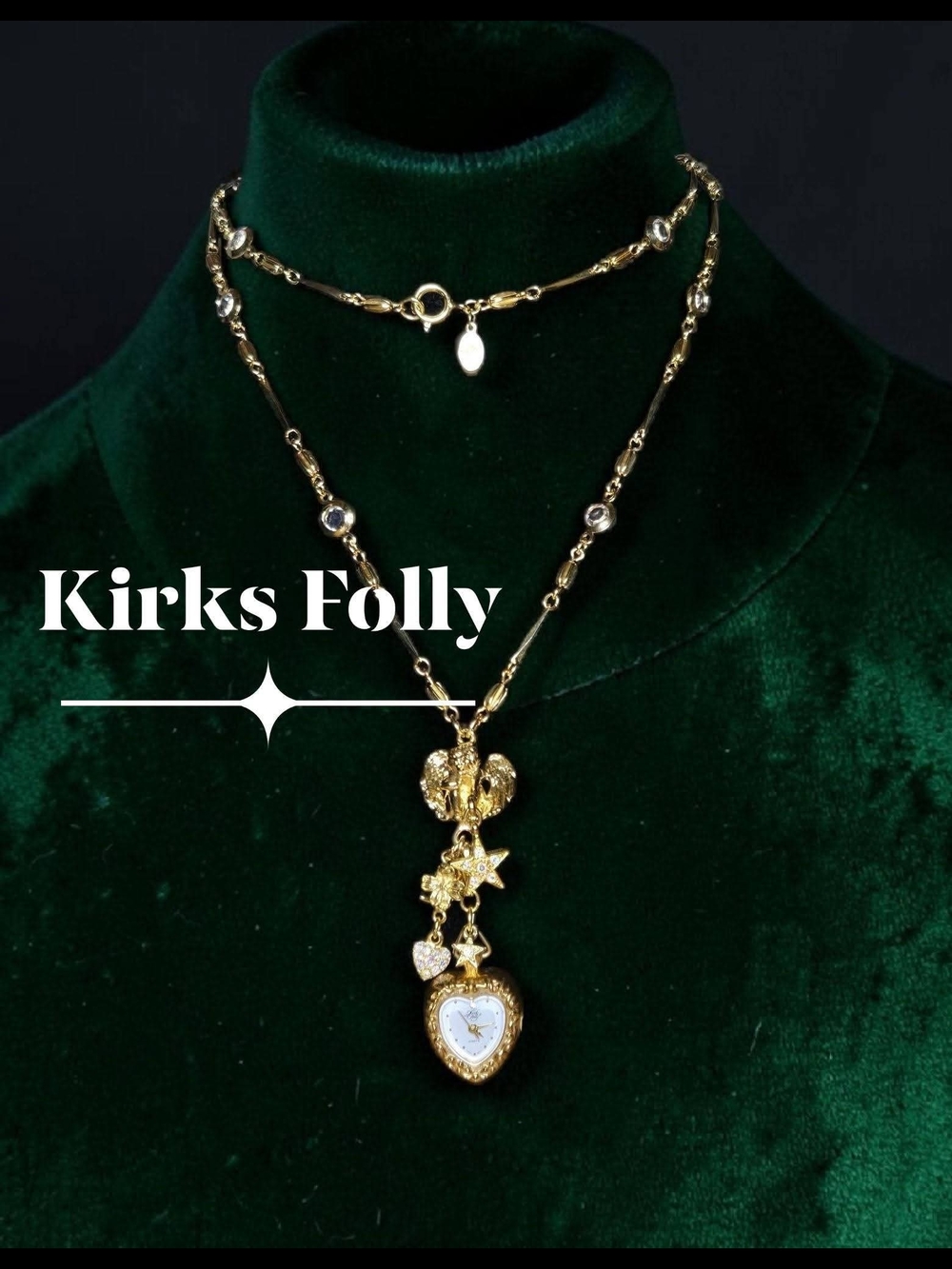 Kirks Folly Angelic Time Traveler Watch Pendant Necklace Excellent Condition
